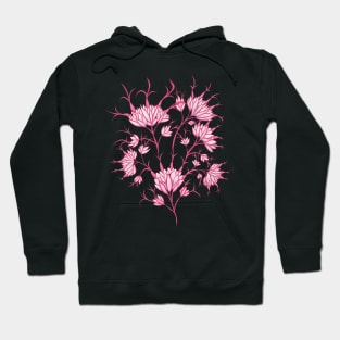 Pink Flowers On Dark Purple Decorative Floral Hoodie